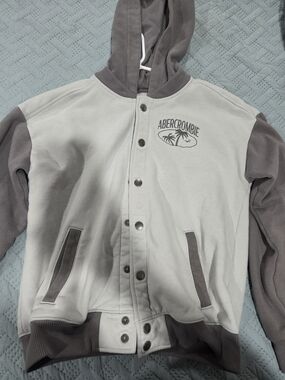 Abercrombie Kids Light Gray Snap-Front Hoodie